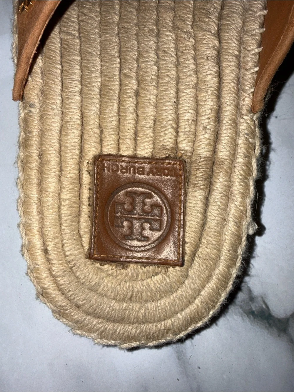 Tory Burch Tan Suede Double-Buckle Espadrille Slide Sandals